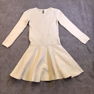Gap Kids Cream Long Sleeve Skater Sweater Dress Ribbed Knit Easter Sz M (8)
